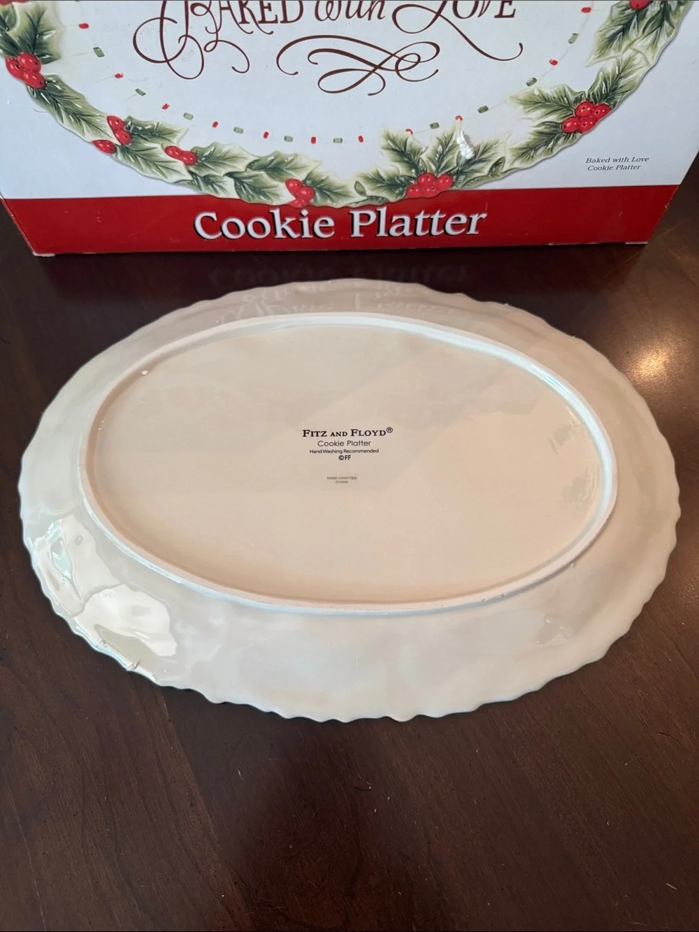 Fitz and Floyd Holiday Cookie Platter in Red, Ivory and Green